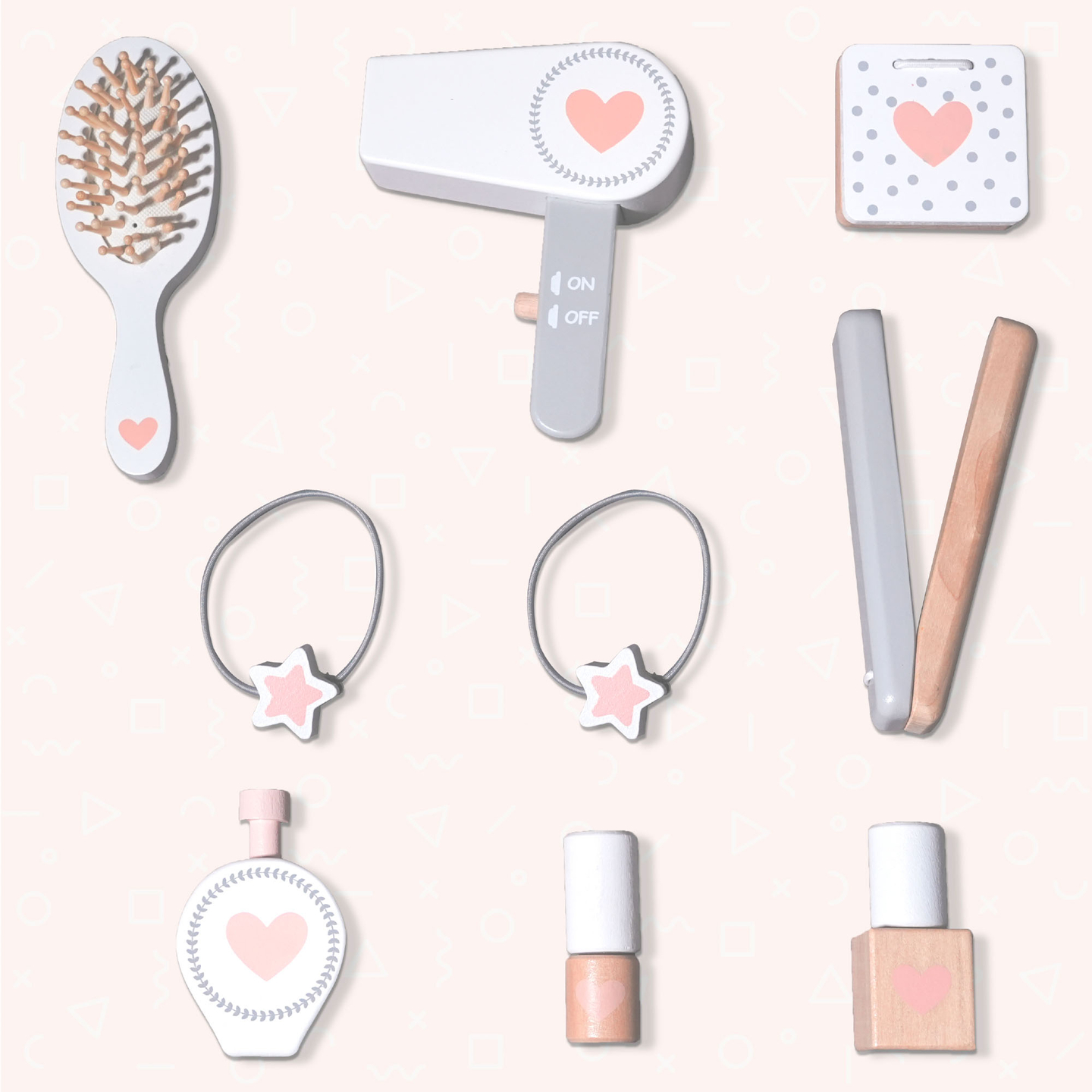 Kinderschminktisch aus Holz mit Stuhl, Zubehör und LED-Beleuchtung