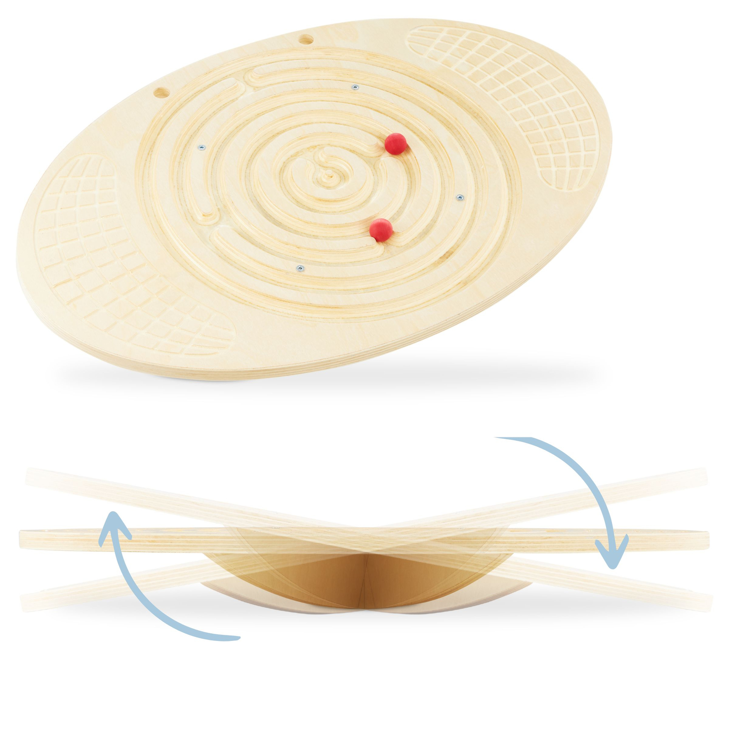 Balancierbrett aus Holz mit Labyrinth und Kugeln - Balancierwippe