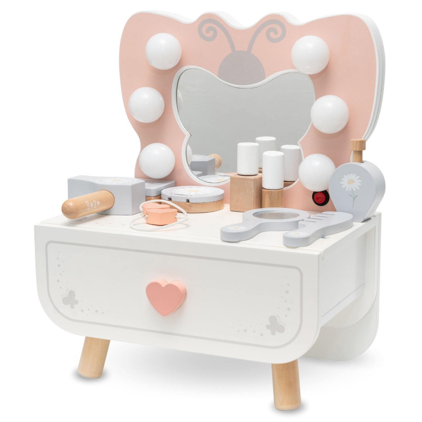 Mini-Schminktisch aus Holz mit LED-Beleuchtung - Butterfly