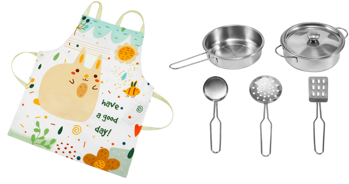 XXXL Holz-Eckküche mit Kühlschrank, Backofen, Waschmaschine, Schürze und Zubehör