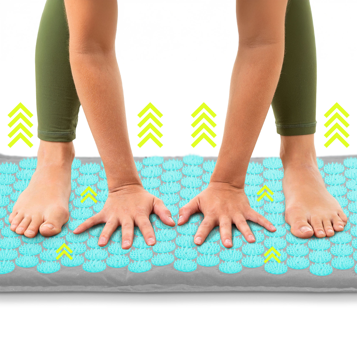 ECO Leinen-Akupressurmatte mit Kokosfaser- und Buchweizenkissen – 68 cm HyperMotion Grau-Mint