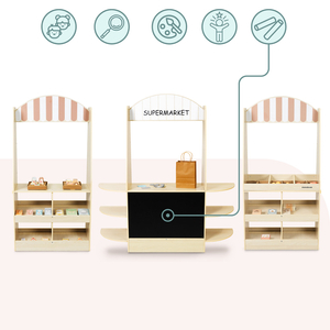 Großer Kinderkaufladen aus Holz mit Tafel - 91 Teile für Einkaufsspaß!