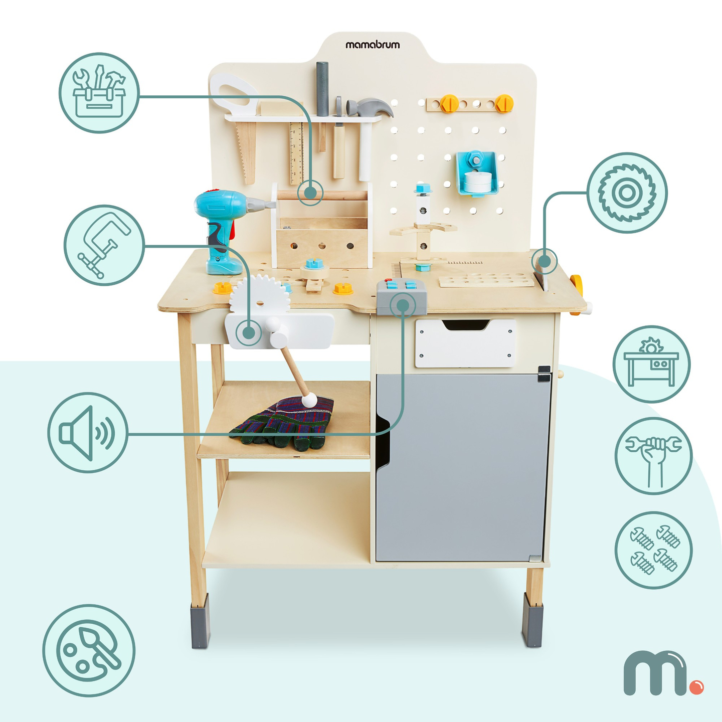 XXL Große Holzwerkstatt mit Werkzeugen - DIY-Set, 74 Elemente