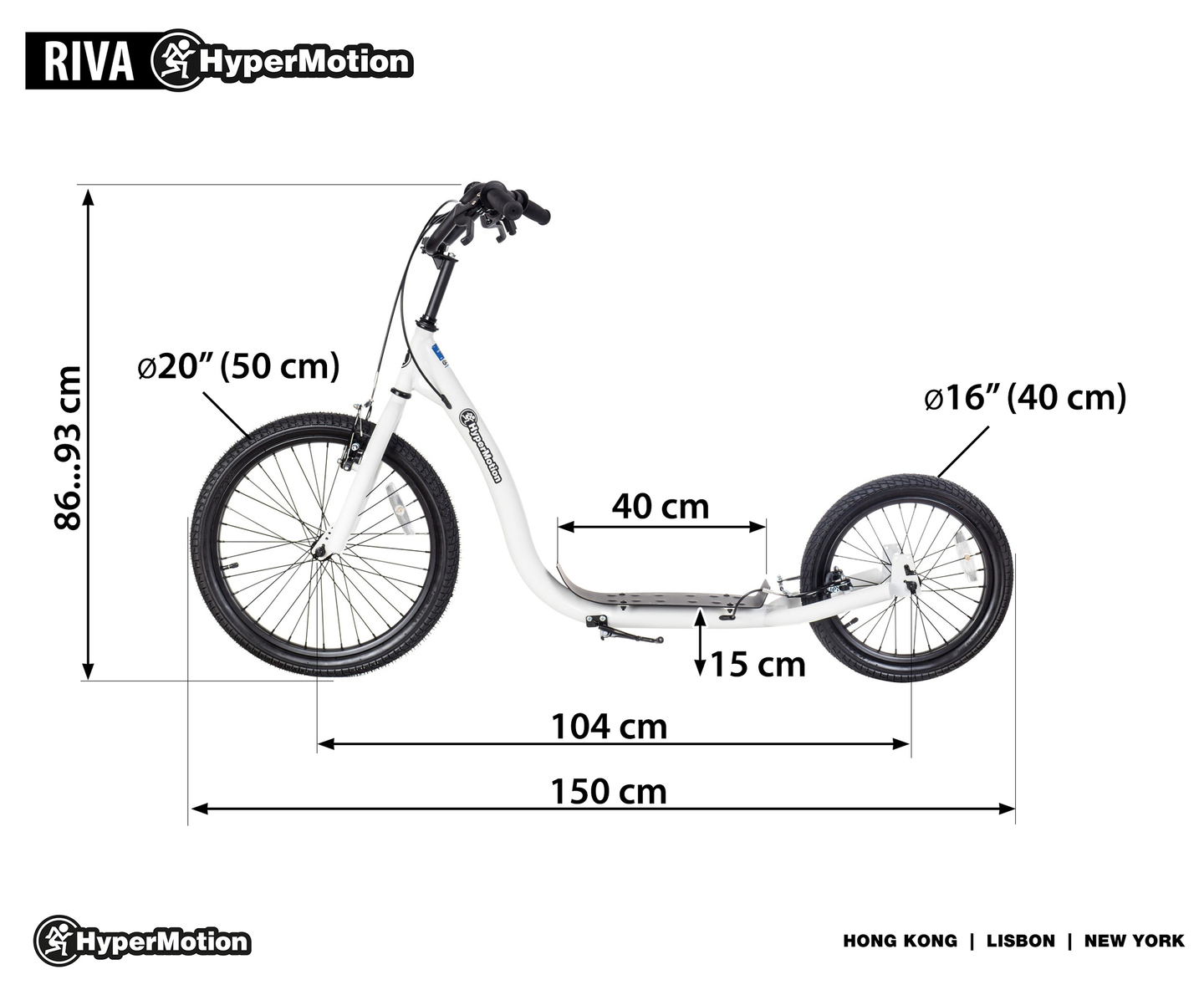 Cityroller Hypermotion RIVA mit Luftreifen 50 cm und 40 cm