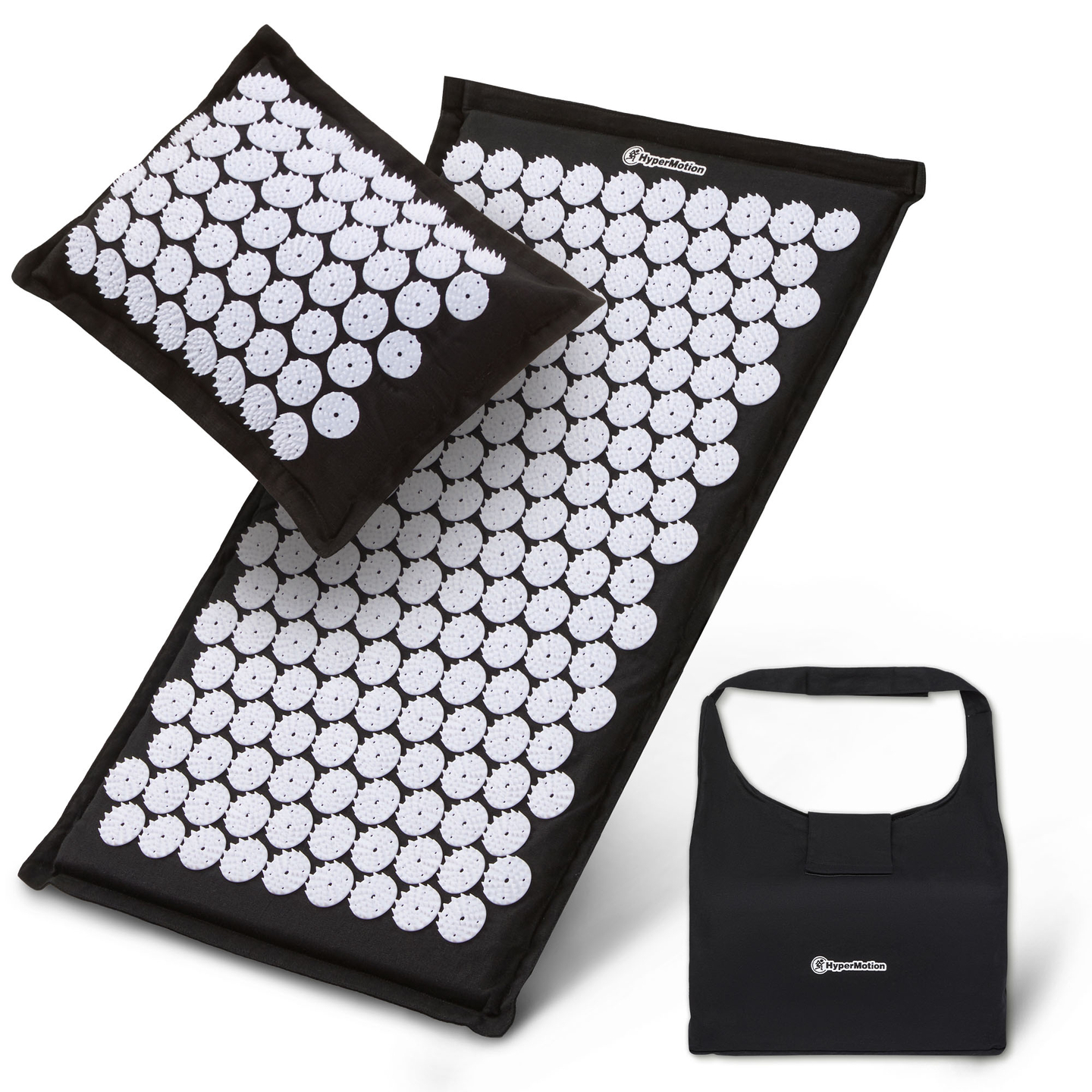 ECO Leinen-Akupressurmatte mit Kokosfaser- und Buchweizenkissen – 68 cm HyperMotion Schwarz-Weiß