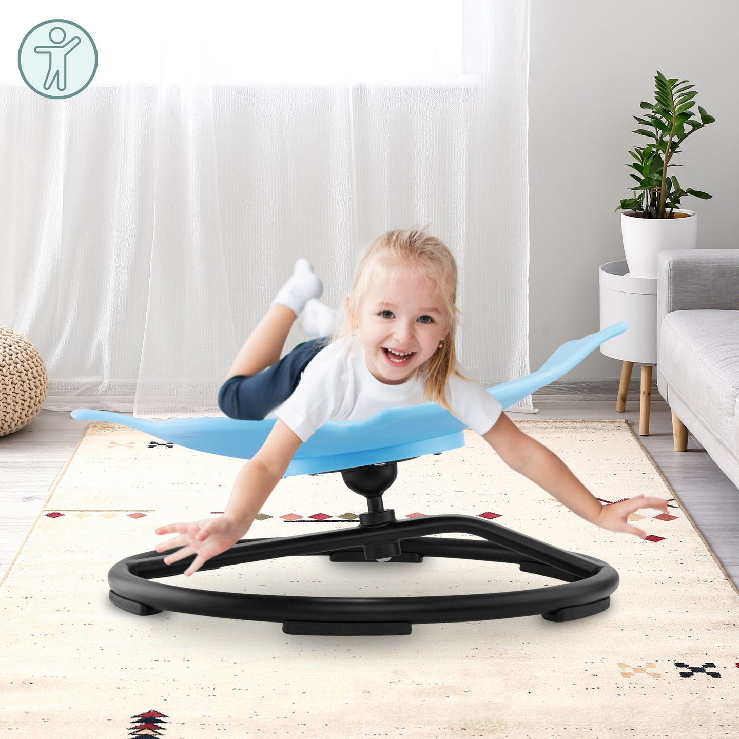 Mini-Karussell für Kinder Fisch - blau