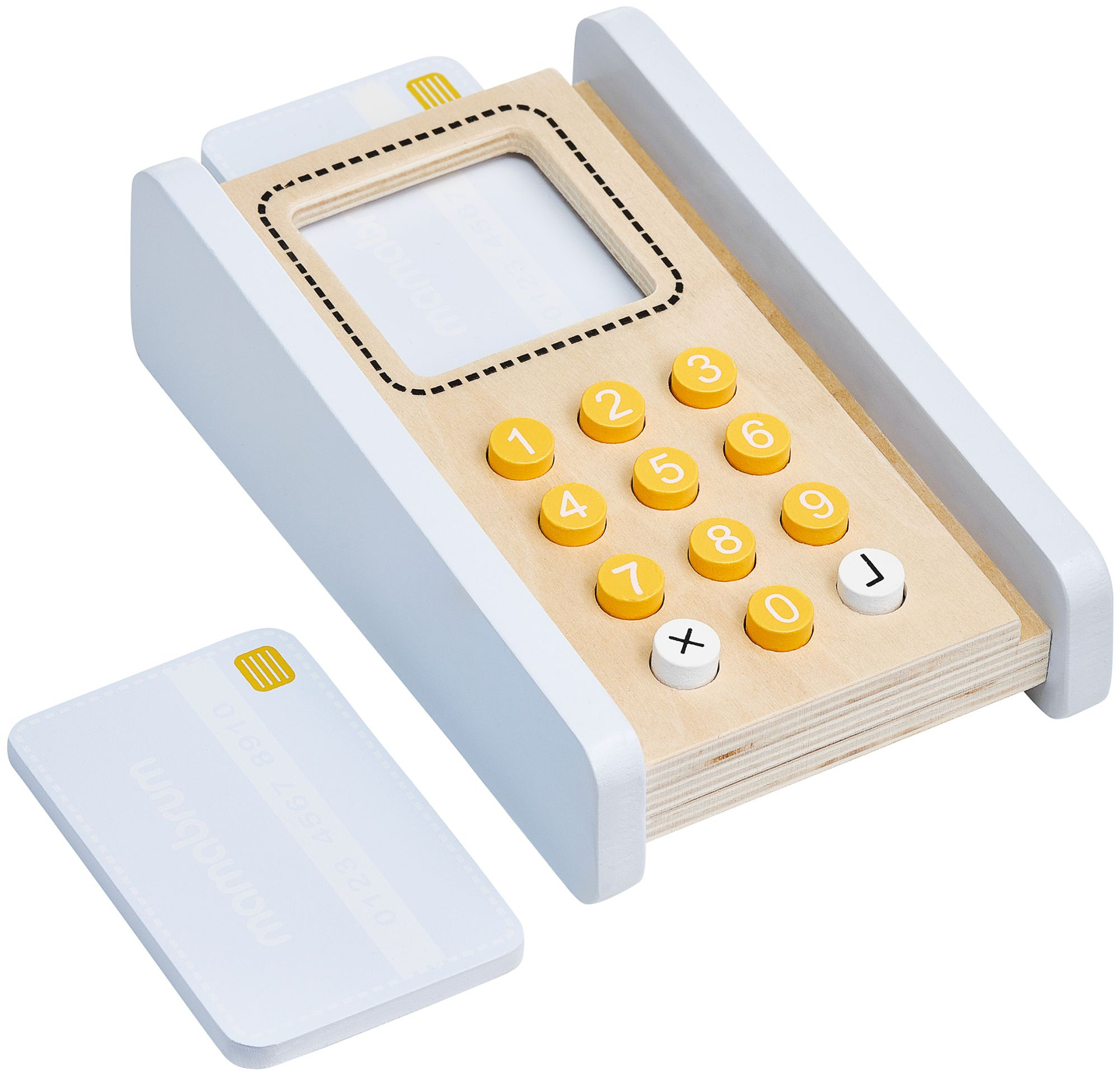 Gemüsestand - Holzstand mit Kisten, Kasse und Terminal