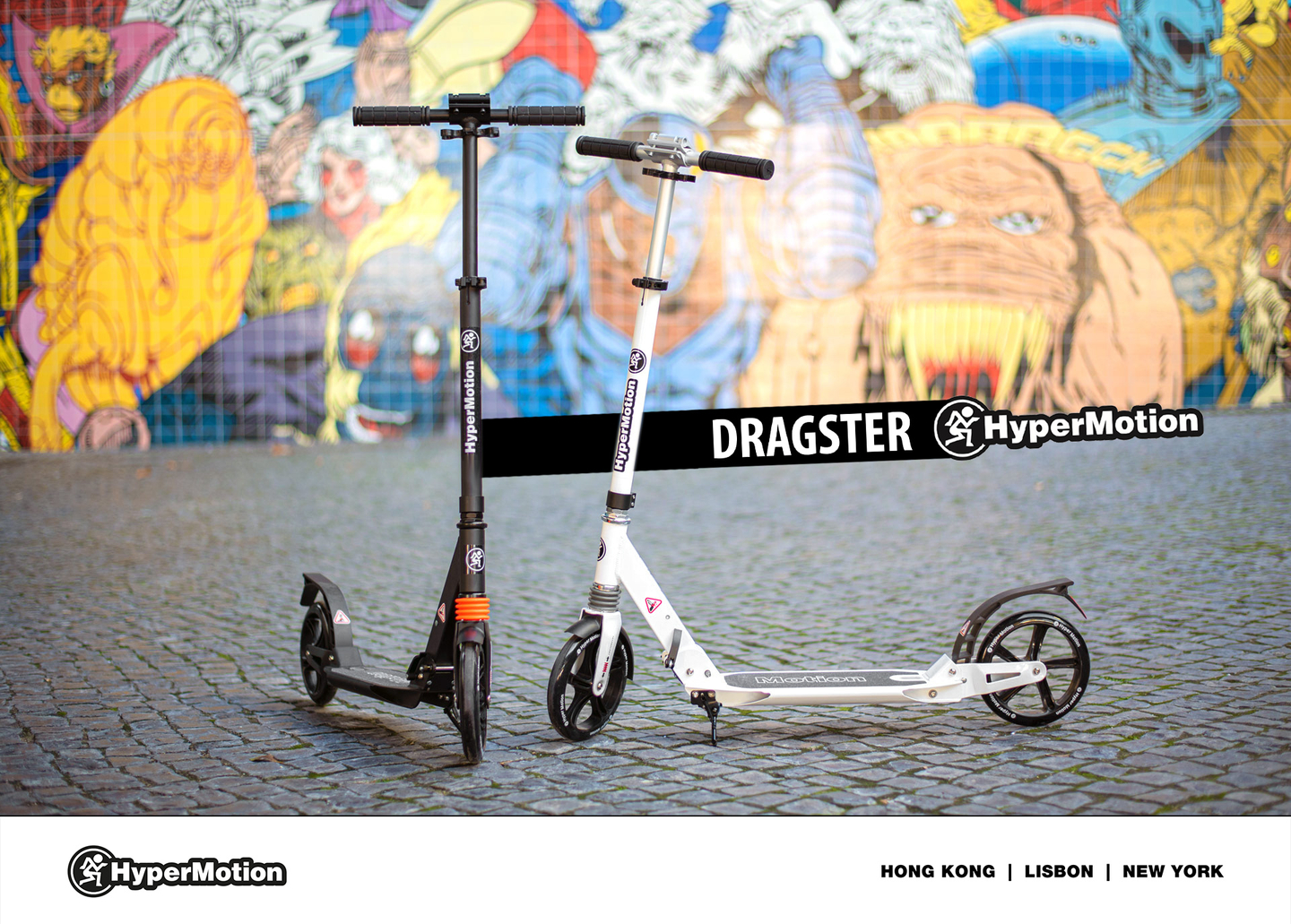 Tretroller HyperMotion DRAGSTER – schwarz