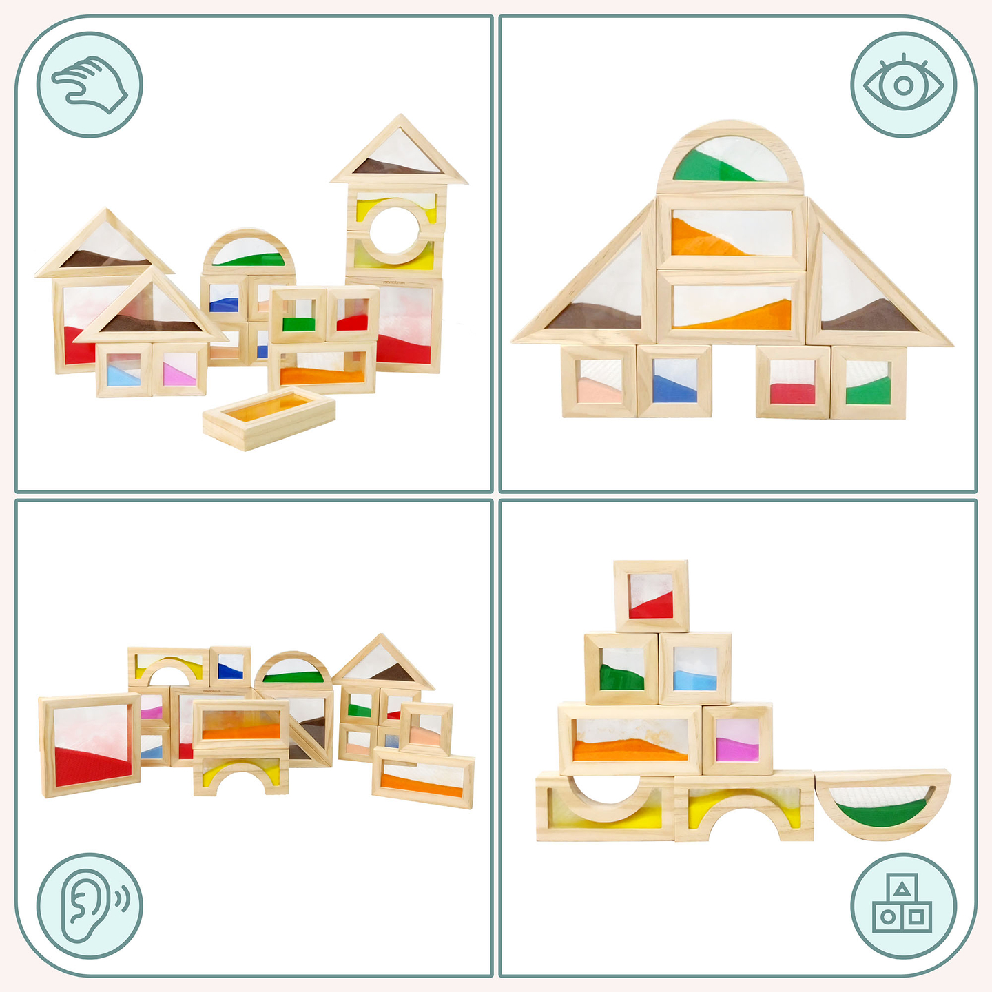 Sinnesblöcke aus Holz - 18 Stück