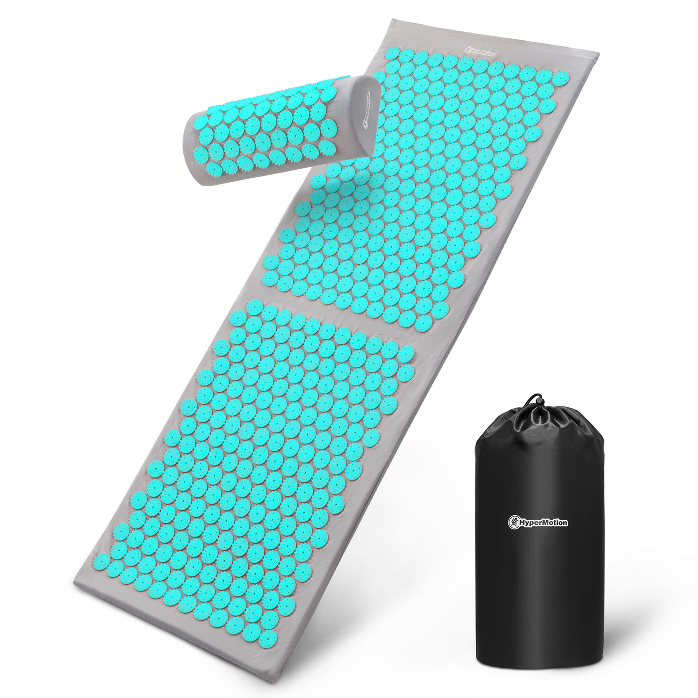 Große Akupressurmatte mit Kissen und Bezug – 130 cm HyperMotion grau-mint
