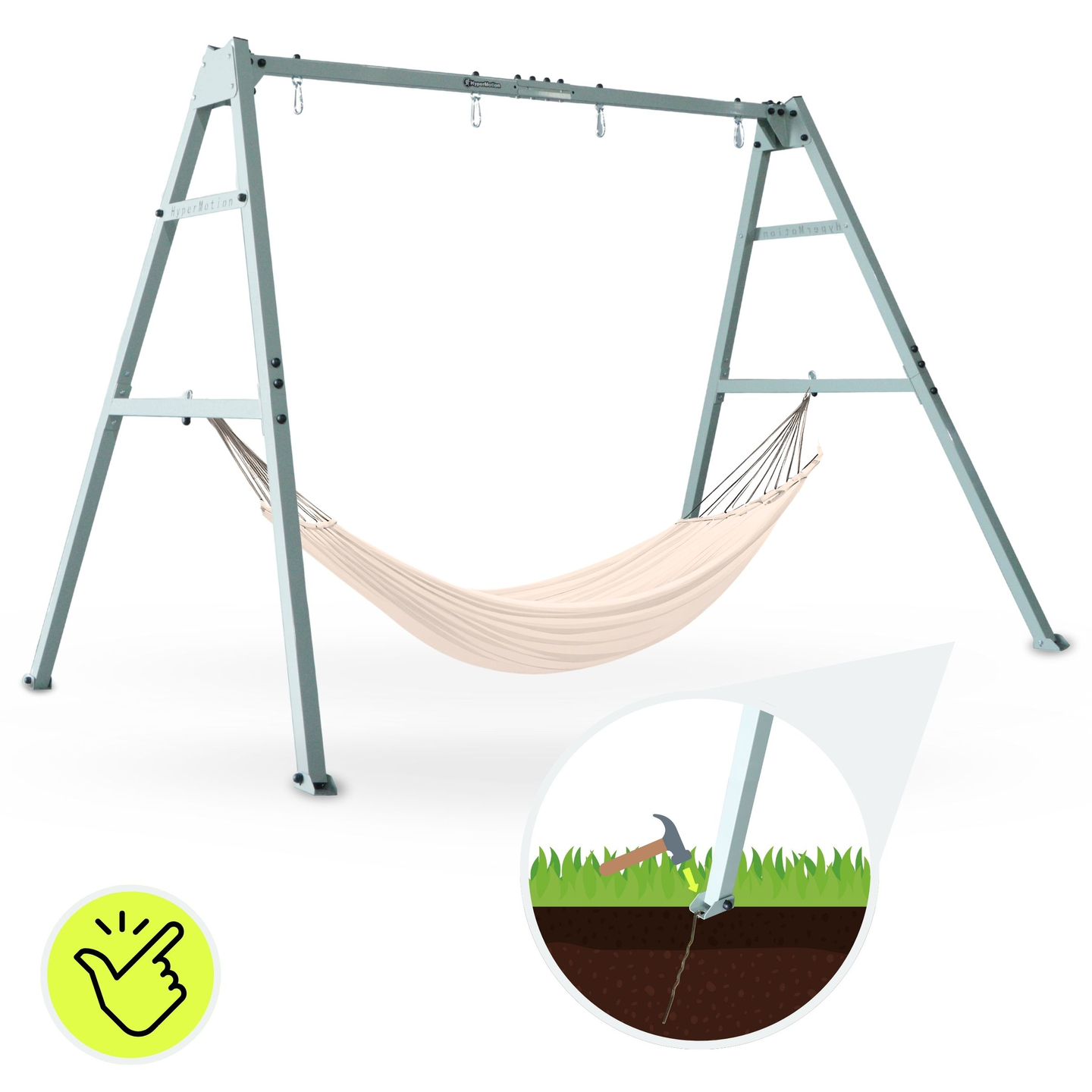 Doppelschaukel mit Zubehör - Stahlgestell - Storchennest, Schaukel und Hängematte