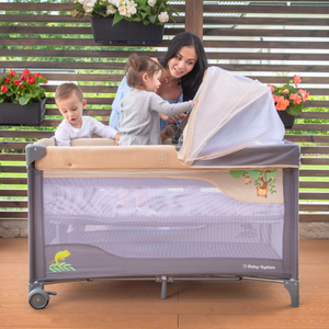 Reisebett 0 - 36 m mit Wickeltisch + Moby-System HUXLEY Laufgitter