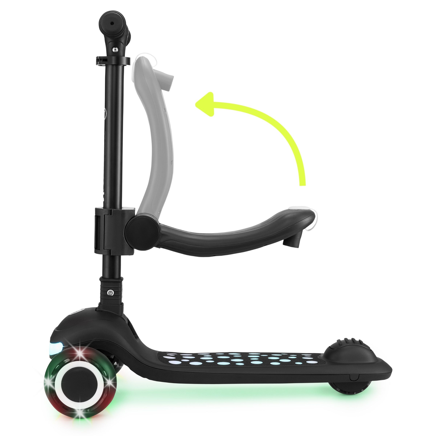 HyperMotion LUMI 3-in-1 Balance Scooter - beleuchtete Plattform und LED-Räder, Farbe schwarz