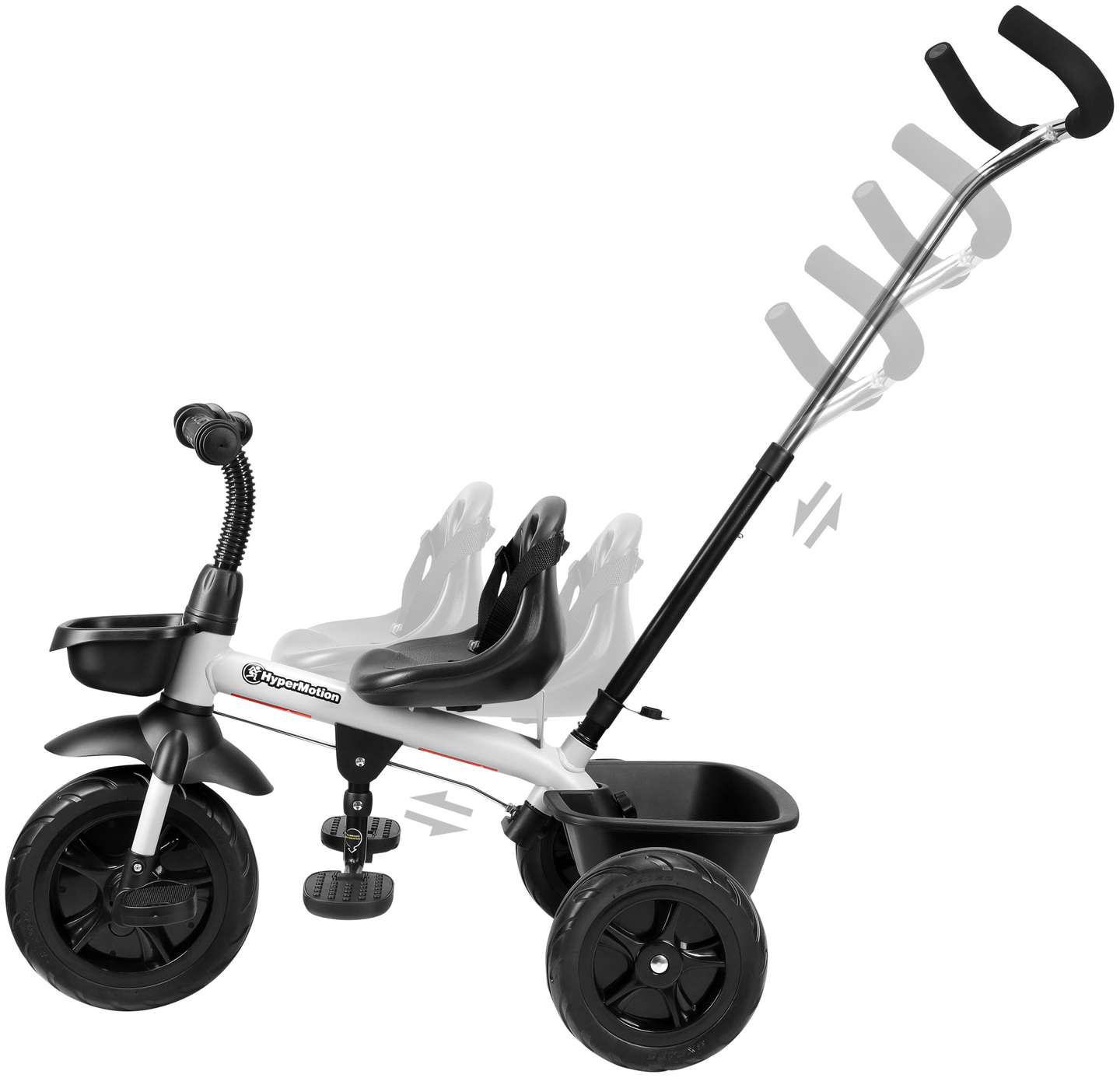 Dreirad HyperMotion TOBI VECTOR - dauerhaft aufgepumpte Räder + Schieber. Farbe: hellgrau.