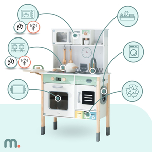 Interaktive Küche mit Waschmaschine, Geschirrspüler und Kreidetafel
