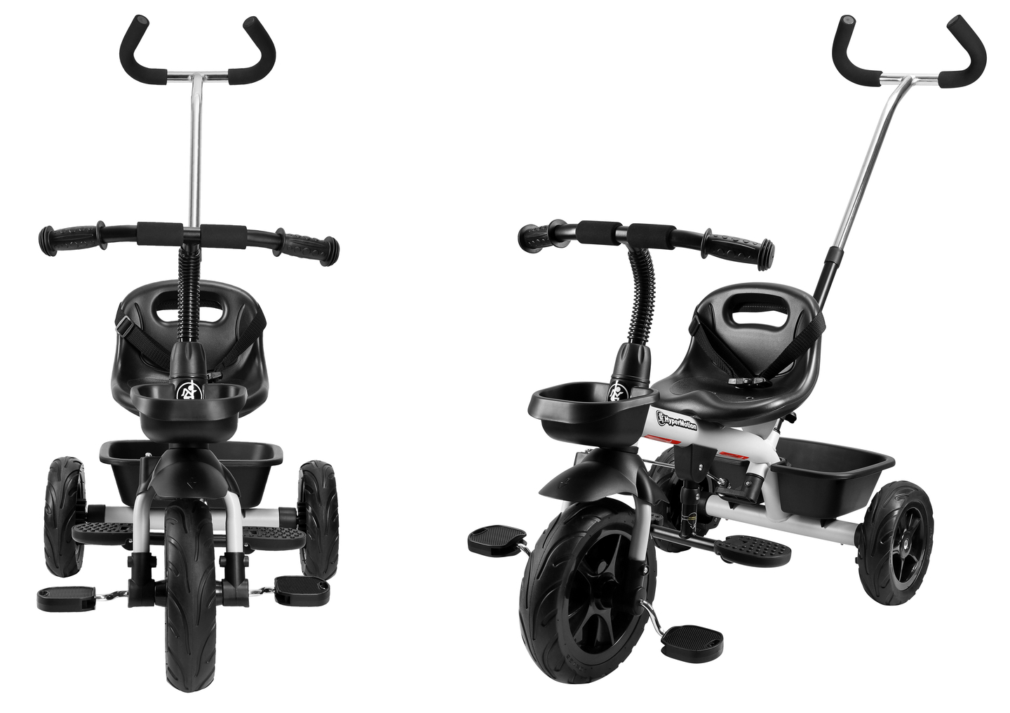 Dreirad HyperMotion TOBI VECTOR - dauerhaft aufgepumpte Räder + Schieber. Farbe: hellgrau.