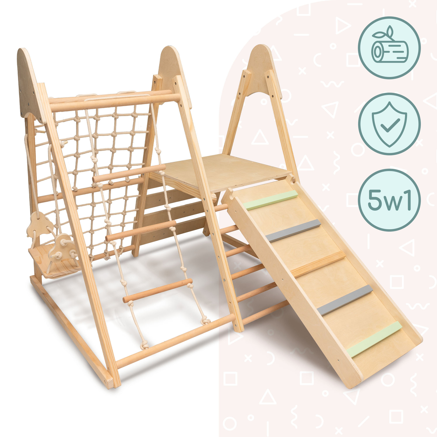 Holzspielplatz für Zuhause XL 5in1