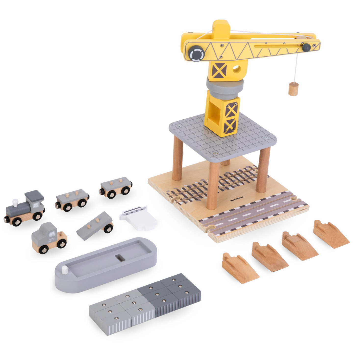 Hafenmobilkran mit Magnetwinde und Zubehör - Holzset