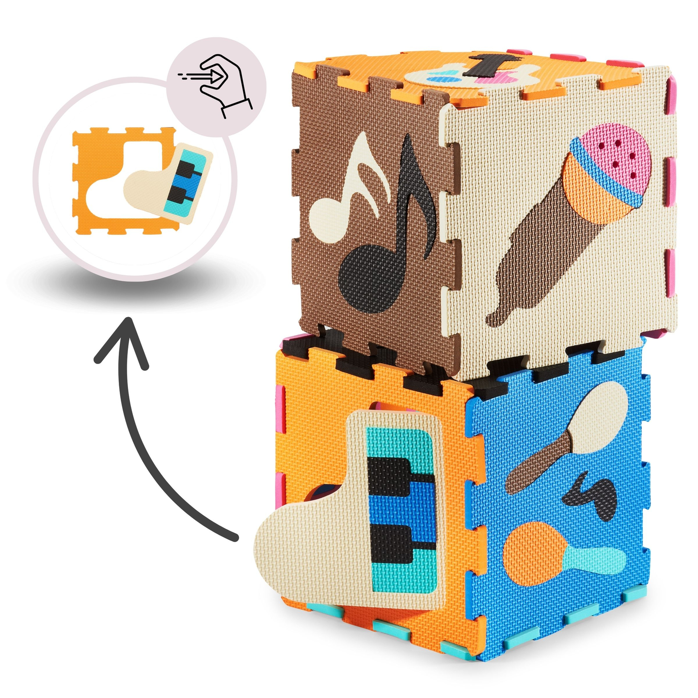 Lernmatte, Schaumstoffpuzzle 90 x 90 x 1 cm - EVA-Schaum - Muster: Instrumente