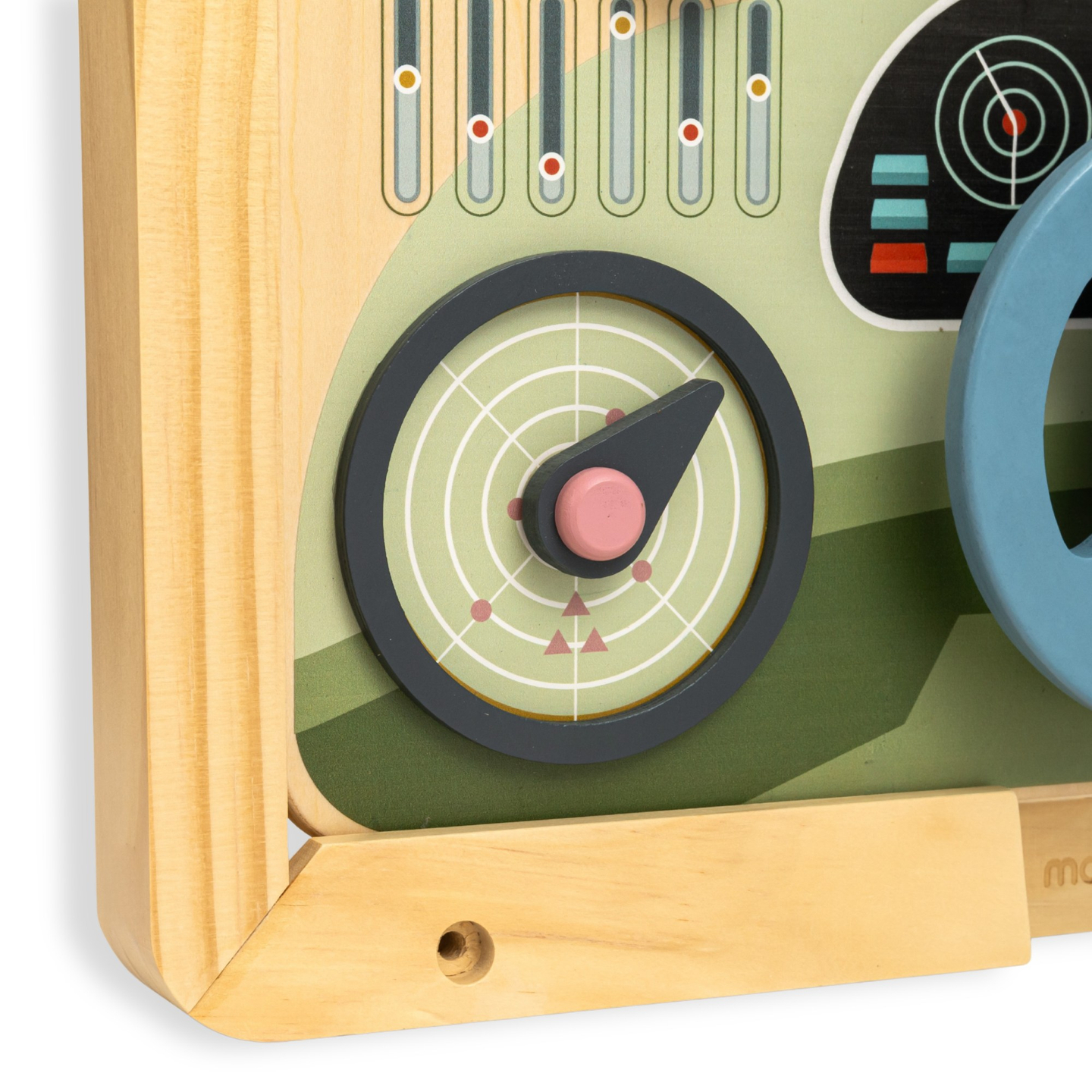 Montessori-Holzbrett 2 in 1 Cockpit für den kleinen Fahrer und Piloten – Lenkrad, Gangschaltung, Reisekarten, Radar