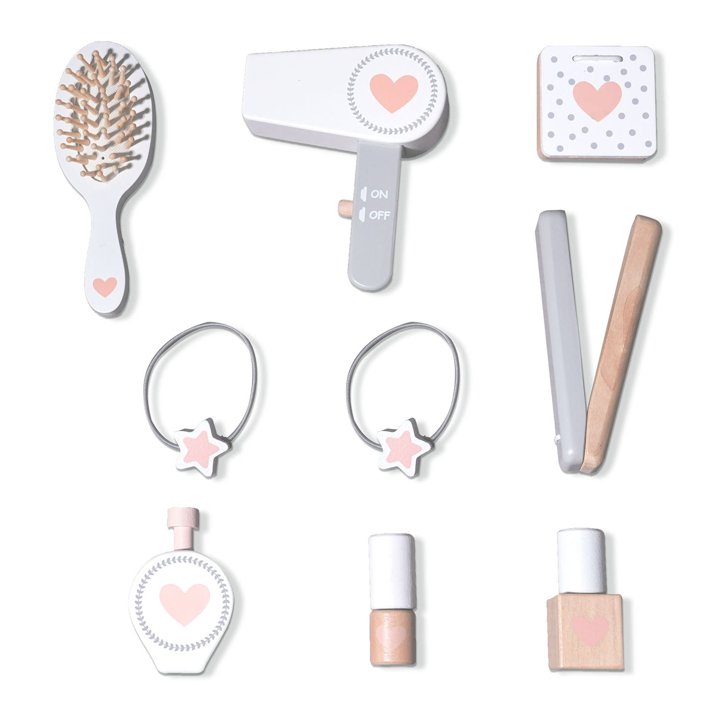 Kinderschminktisch aus Holz mit Stuhl, Zubehör und LED-Beleuchtung