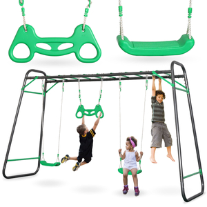 XXL-Stahl-Gartenschaukel - 2 Sitze, Leiter, Gymnastik-Trapez