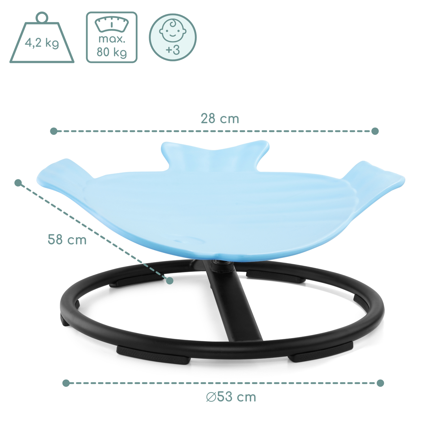 Mini-Karussell für Kinder Fisch - blau