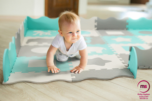 Schaumstoff-Puzzlematte XL 150 x 150 x 1 cm mit Rand - EVA-Schaum - mint