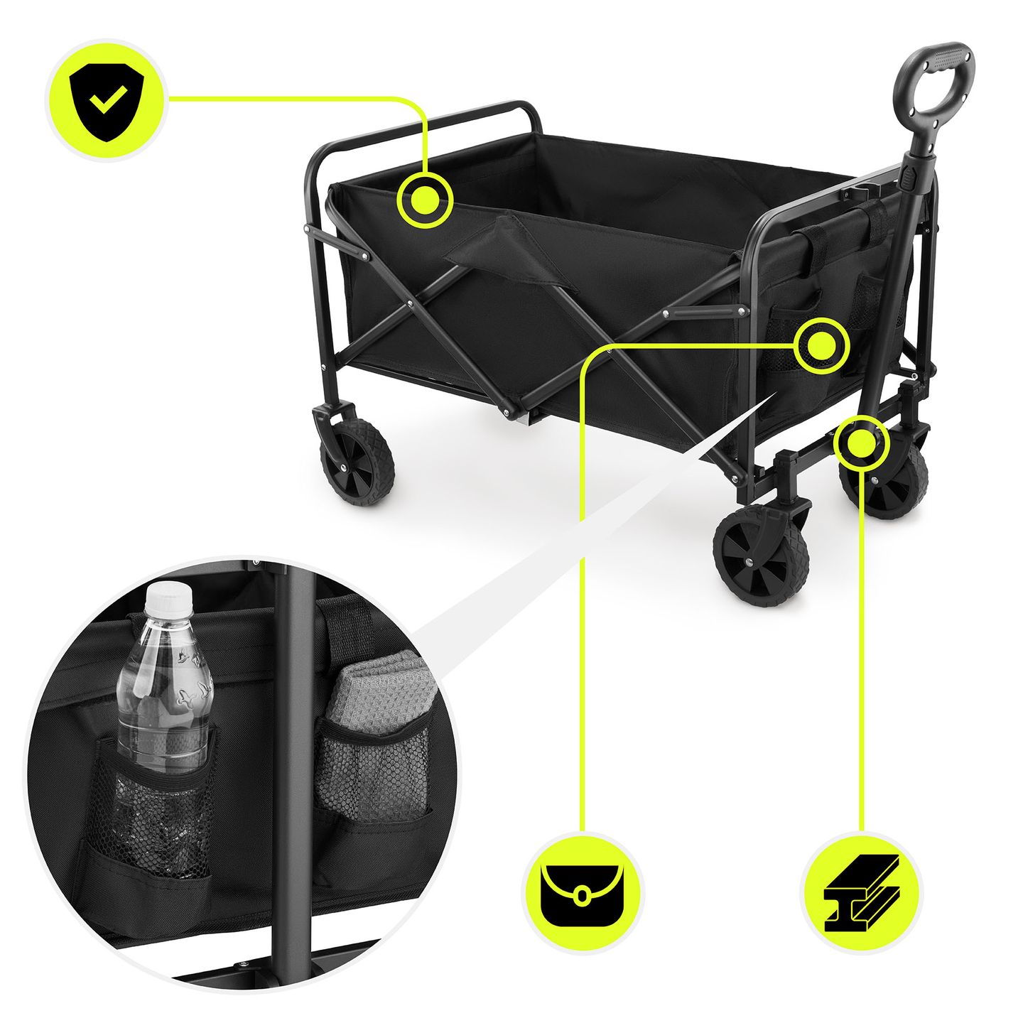 HyperMotion faltbarer Strandrollstuhl - schwarz, 80 kg