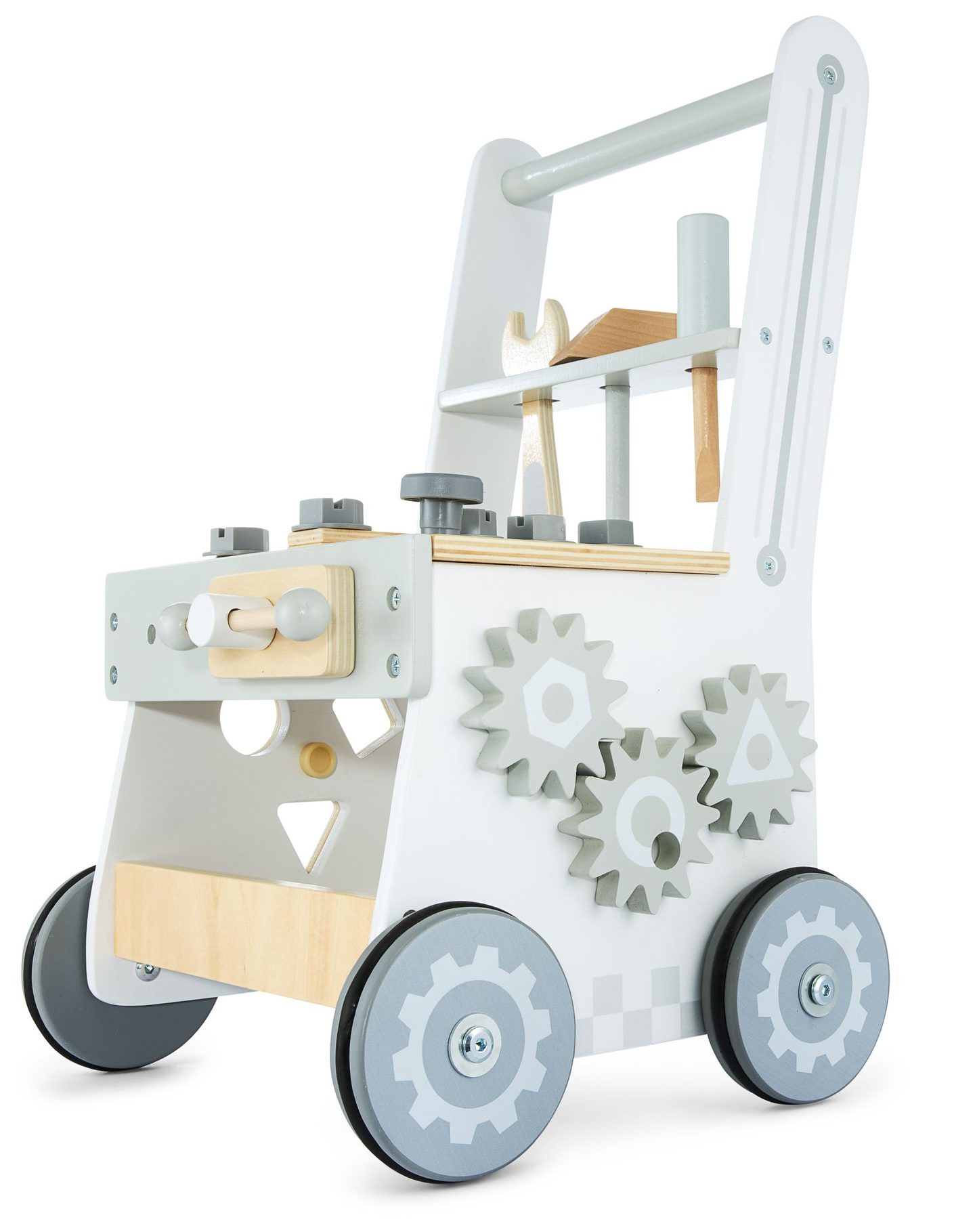 3-in-1-Walker aus Holz, Schieber + Werkstatt - 47 Elemente