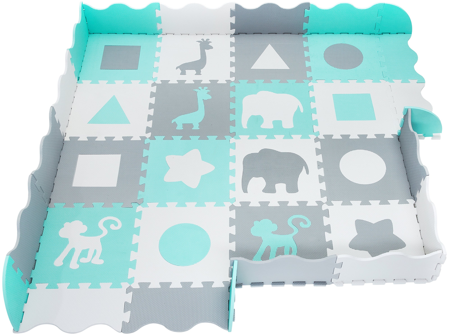 Schaumstoff-Puzzlematte XL 150 x 150 x 1 cm mit Rand - EVA-Schaum - mint