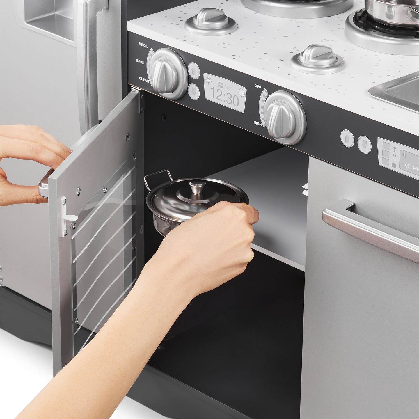 XXL-Holzküche mit LED-Beleuchtung, Schürze und Zubehör