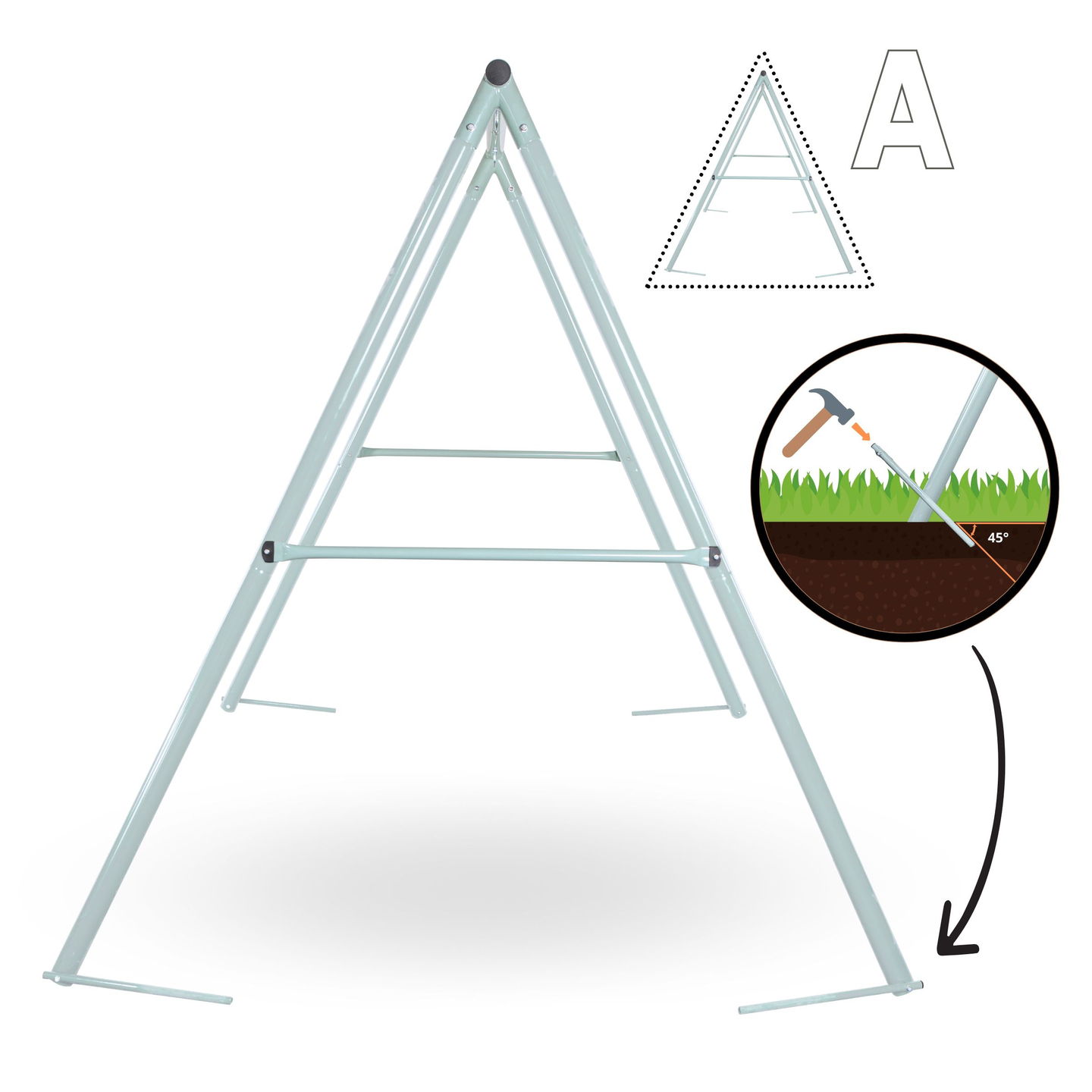 Gartenschaukel vom Typ Storchennest mit Rahmen und Seilen