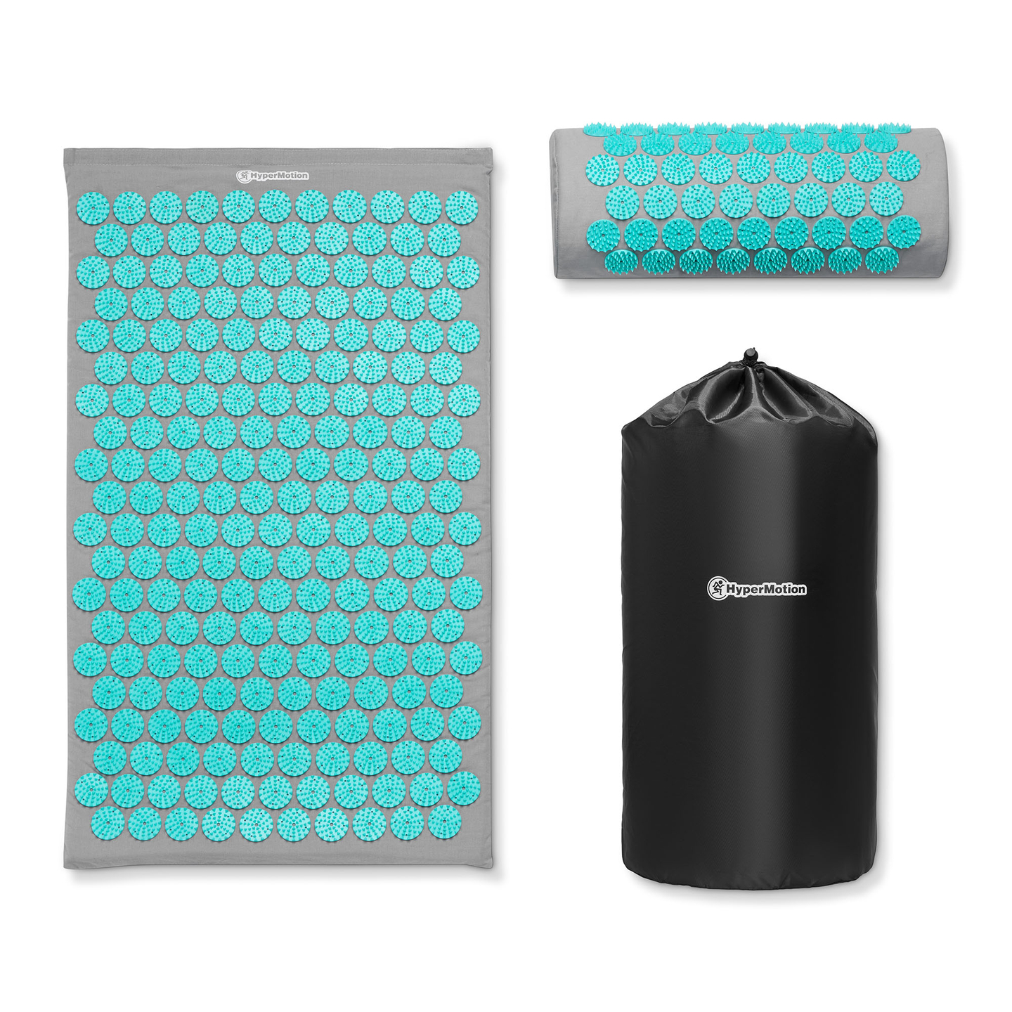 Akupressurmatte mit Kissen und Bezug - 72 cm HyperMotion grau-mint