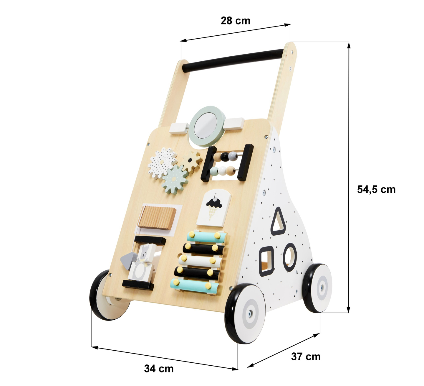 Lernlaufwagen mit Bildungsfunktion / Schieber aus Holz - Manipulationsbrett