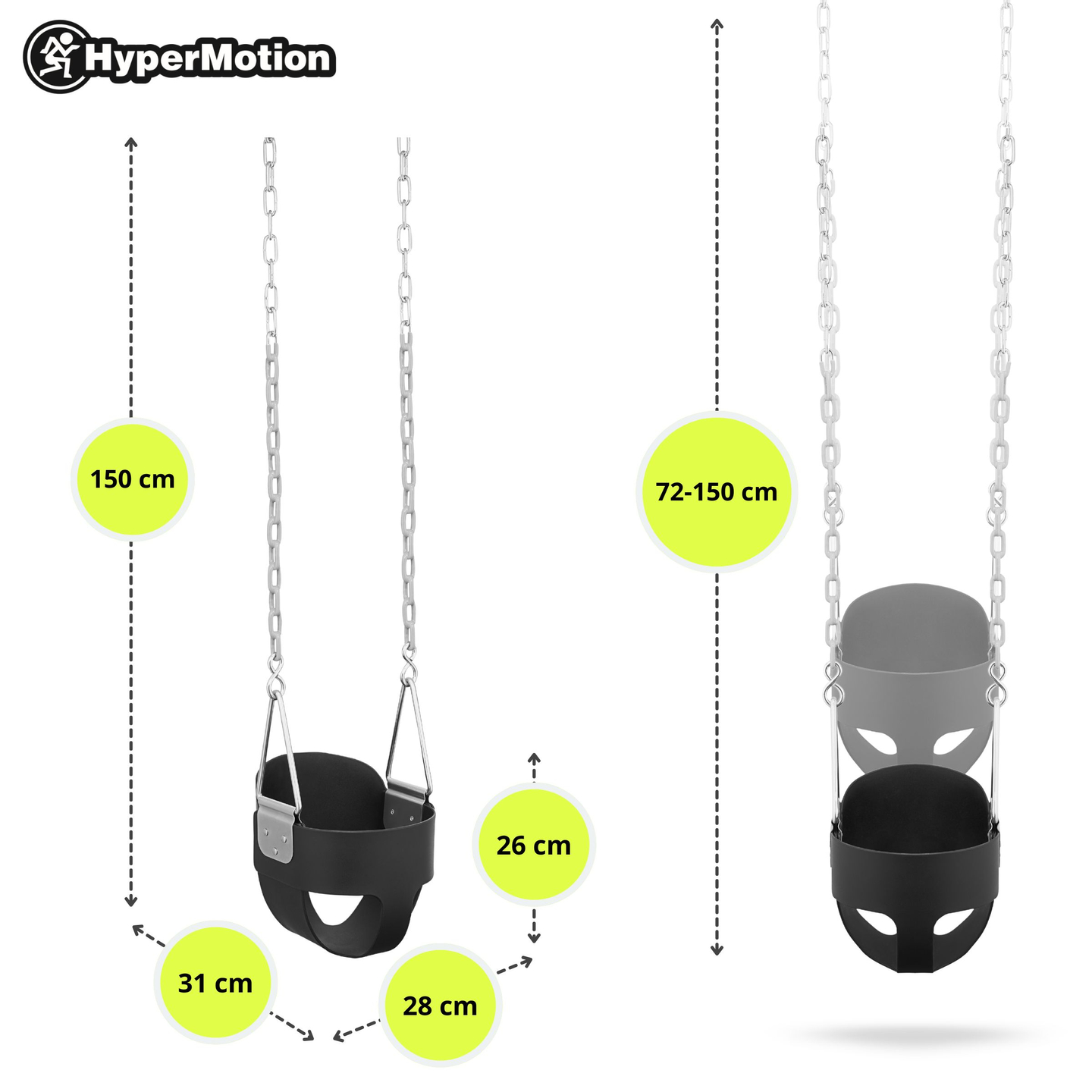 HyperMotion Kleinkind-Kettenschaukel mit hoher Rückenlehne