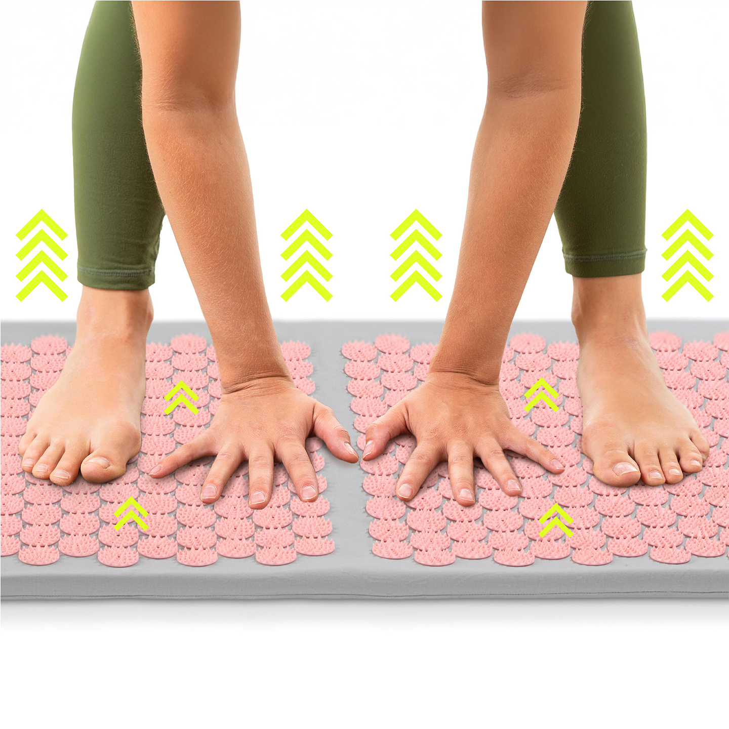 Große Akupressurmatte mit Kissen und Bezug – 130 cm, HyperMotion, grau und rosa