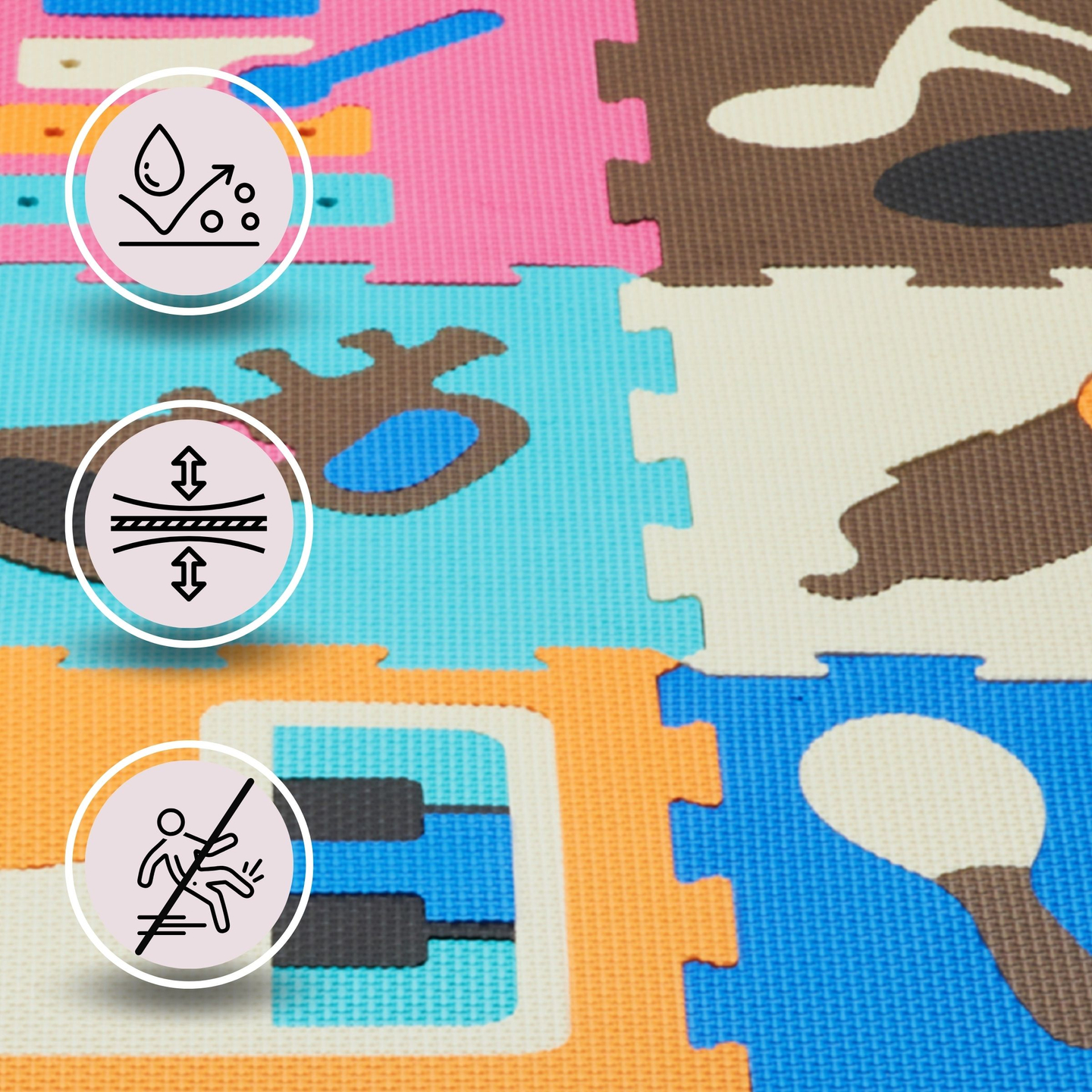 Lernmatte, Schaumstoffpuzzle 90 x 90 x 1 cm - EVA-Schaum - Muster: Instrumente