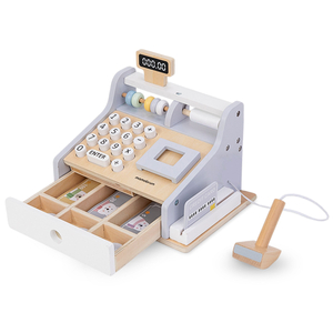 Hölzerne Registrierkasse mit Zubehör