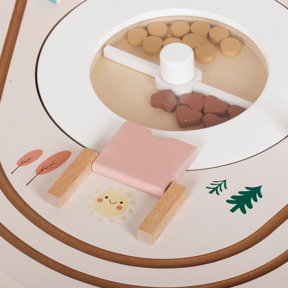 Lehrreicher Holztisch 10in1 mit Tieren und Zug