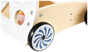 Multifunktionaler Lauflernwagen aus Holz - Schieber - Wagen mit Blöcken - Eule