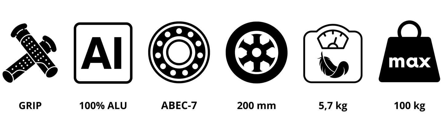Zweirädriger Roller für junge Erwachsene - mit Stoßdämpfer - HyperMotion Skyline - schwarz, Aluminium - 100kg