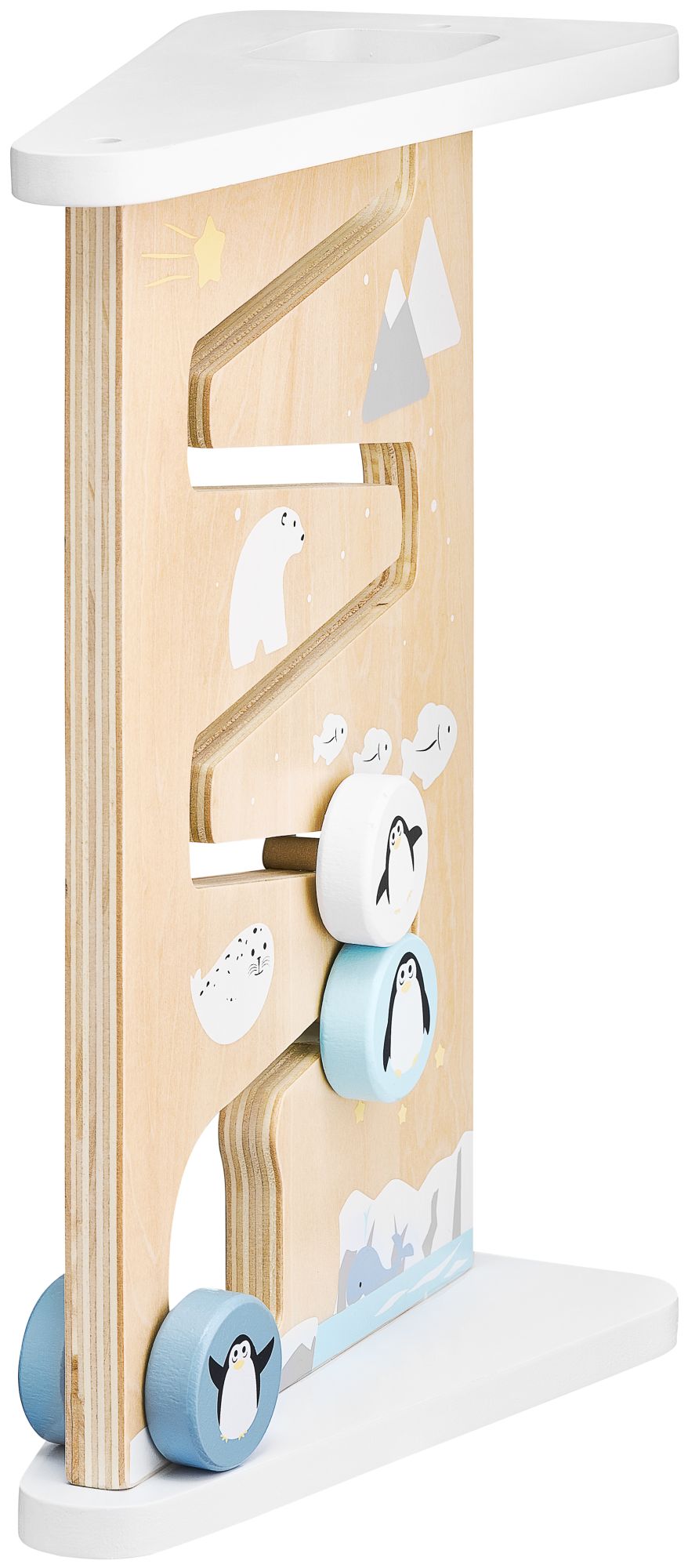 Zweiseitige sensorische Manipulationstafel aus Holz