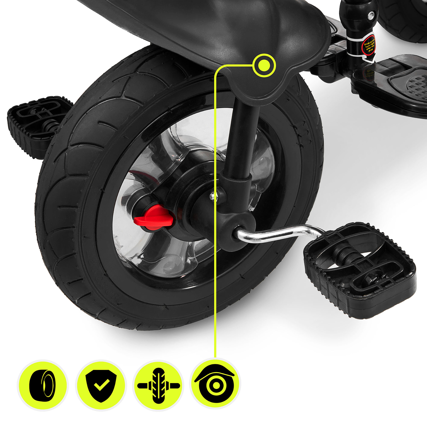 Dreirad für Kinder 1-4 Jahre - TOBI FREY - Farbe grau - drehbar - gepumpte Räder + Schieber