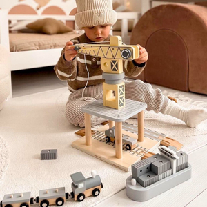 Hafenmobilkran mit Magnetwinde und Zubehör - Holzset