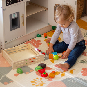 Obst und Gemüse aus Holz zum Schneiden