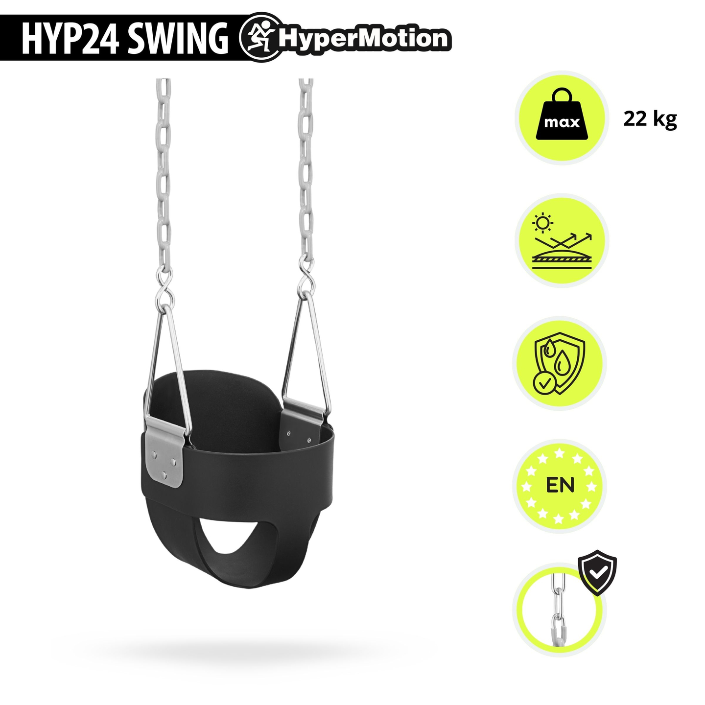 HyperMotion Kleinkind-Kettenschaukel mit hoher Rückenlehne