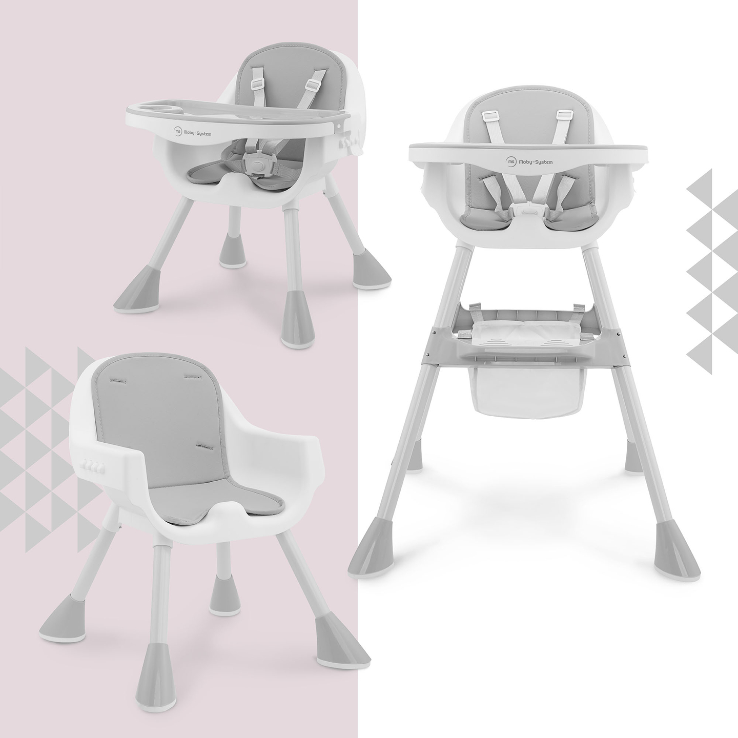 Moby-System Magnolia 2-in-1 verstellbarer Hochstuhl - grau