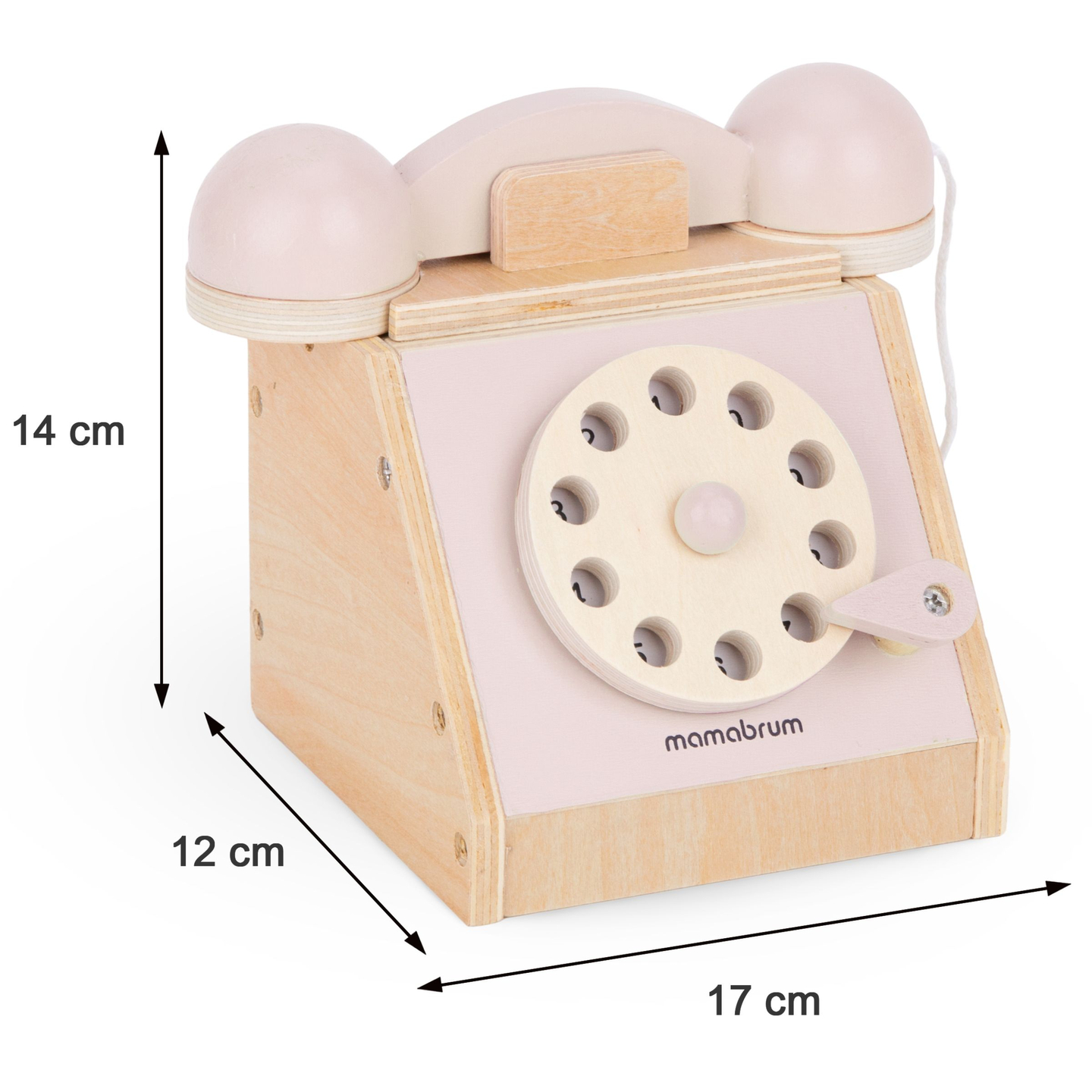 Retro-Holztelefon - pastellrosa