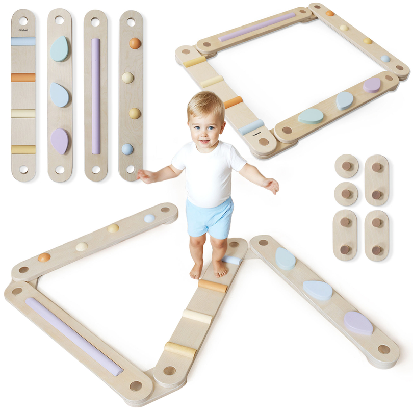 Großer Sinnespfad aus Holz - Balancierstrecke - 9 Elemente